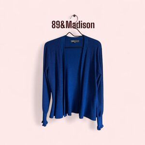 89th & Madison Women’s Cobalt Blue Open Front Knit Cardigan Sweater